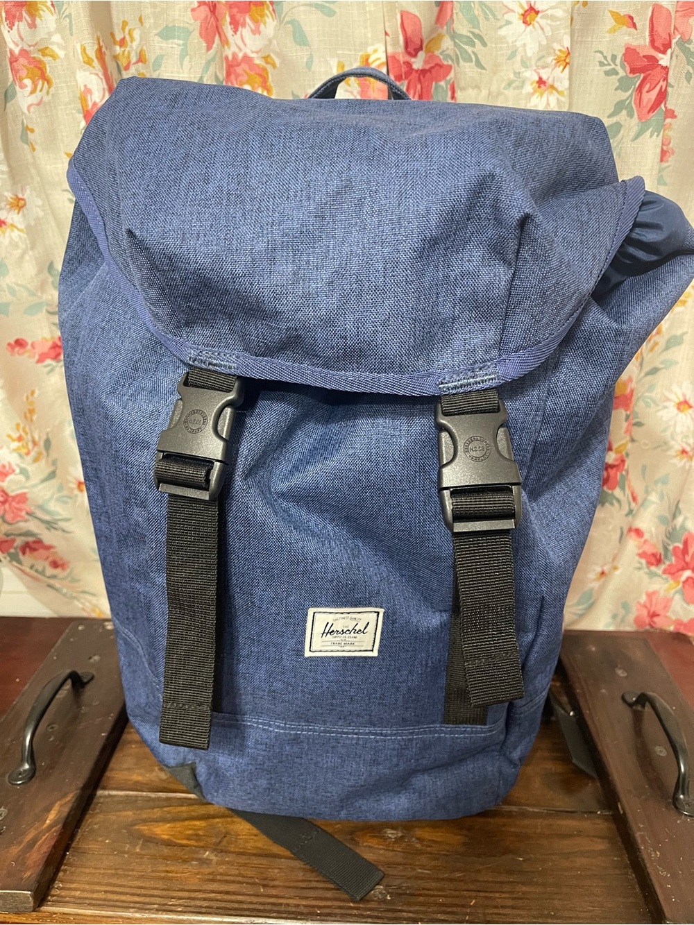 Herschel Supply Co. Heathered Blue Flap Buckle Backpack Rucksack